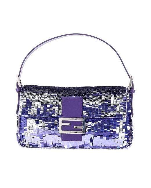 Fendi Blue Sequinned Baguette 26424 Bag