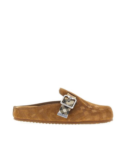 Burberry Brown Check Suede Leather 'Urchin' Clogs