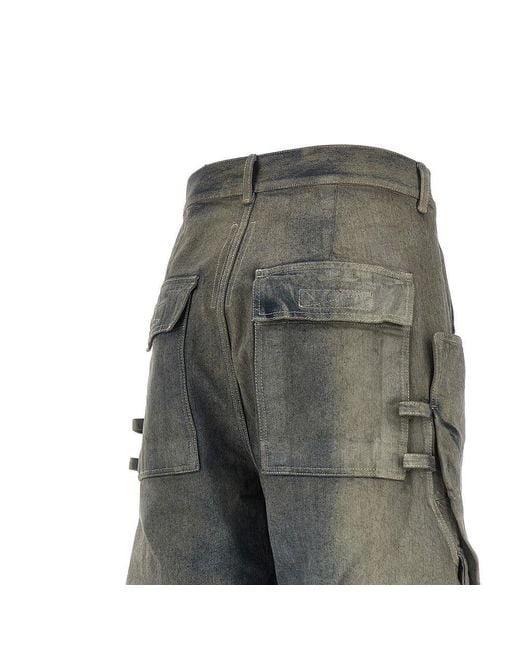 Rick Owens Gray 'Stefan' Denim Cargo Pants for men