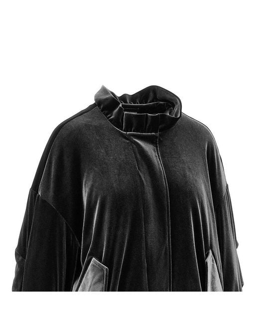 Emporio Armani Black Chenille Blouson Jacket With Gathered Neck for men