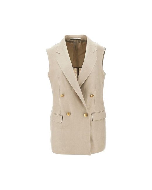 Tagliatore Natural Linen Double-Breasted Tailored Vest