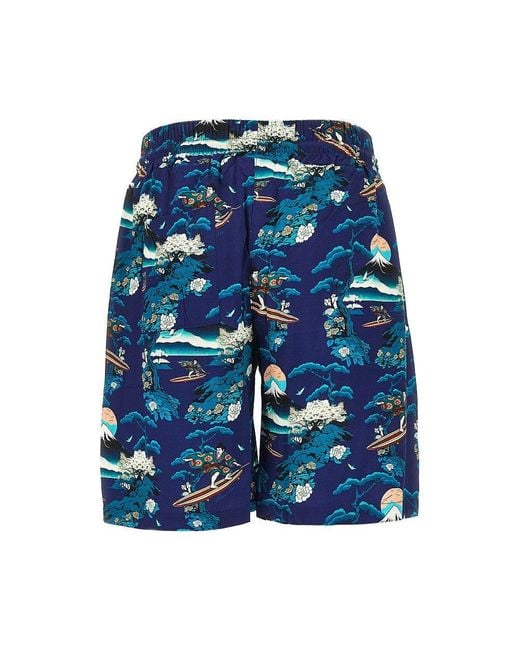 Mauna Kea Blue Printed Viscose Shorts for men