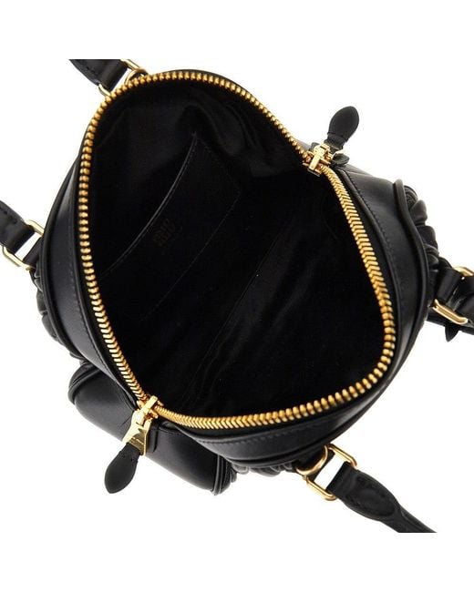 Miu Miu Black Matelassé Nappa Leather 'Arcadie' Bowling Bag