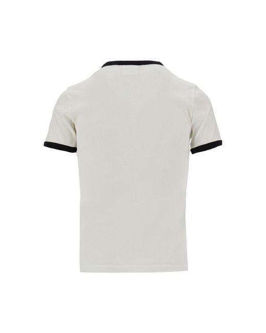 Courreges Gray Cotton T-Shirt With Contrasting Trims