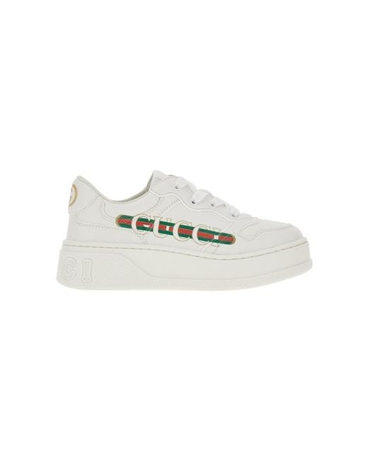Gucci White Logo Print Demetra Sneakers Kids for men