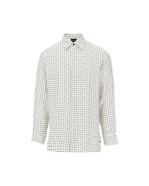 Emporio Armani White Printed Viscose Shirt for men