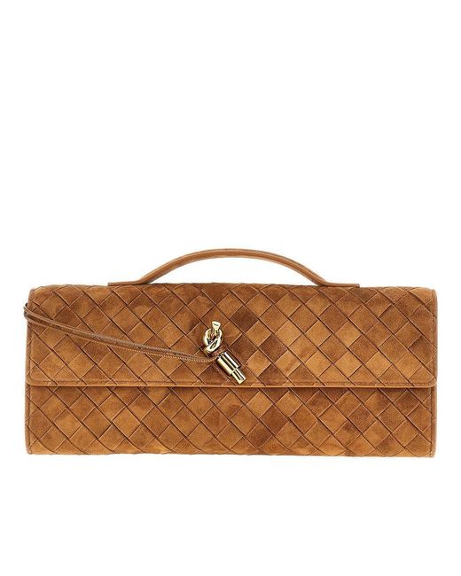 Bottega Veneta Brown 'Andiamo' Suede Leather Clutch