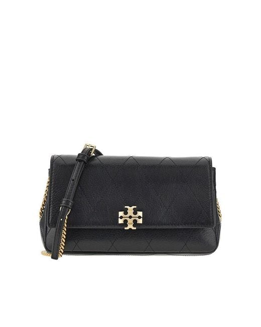 Tory Burch Black Quilted Leather 'Charlie' Bag With Chain
