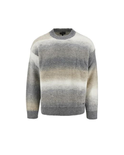 Emporio Armani Gray Shaded Wool-Blend Sweater for men