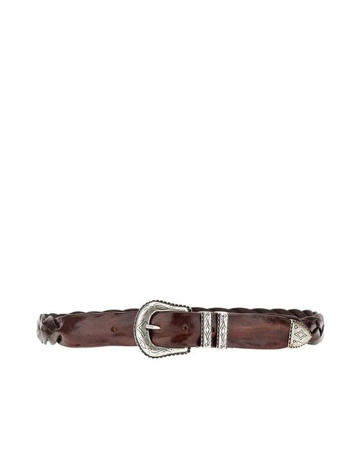 GIANNIFRANCO BELTS Brown Braided Shiny Leather Belt for men