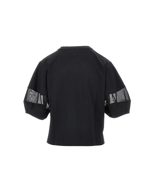 Emporio Armani Black Supima Cotton T-Shirt With Mesh Inserts