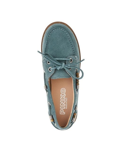 Pinko Blue Suede Leather Boat Shoes