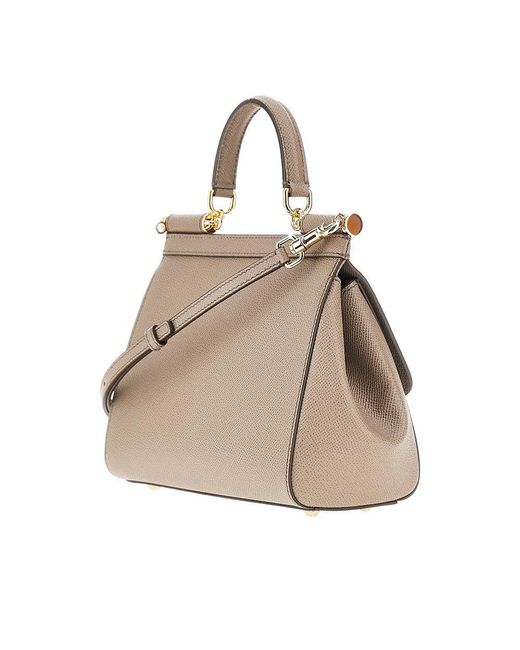 Dolce & Gabbana Natural Dauphine Leather Medium 'Sicily' Bag