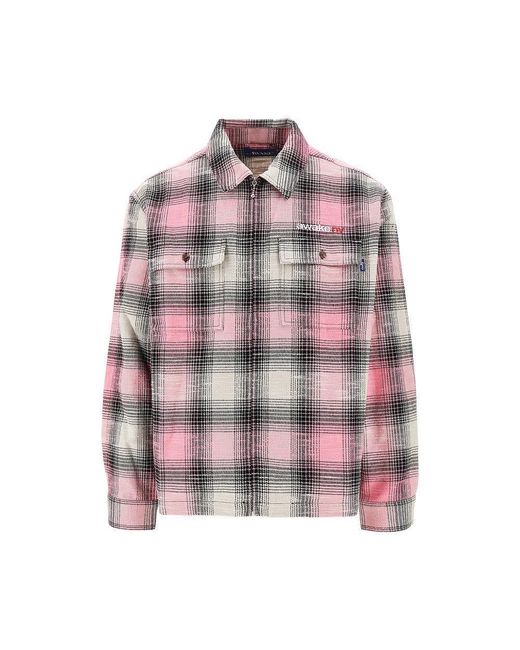 AWAKE NY Pink Flannel Full-Zip Shirt for men