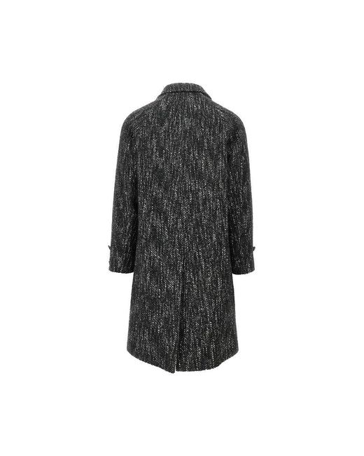BRERAS Milano Black Wool-Blend Tweed Coat for men