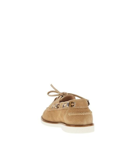 Pinko Brown Suede Leather Boat Shoes