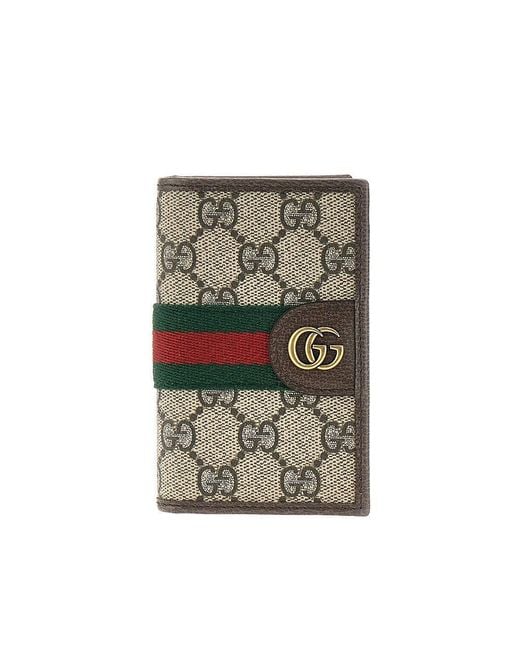 Gucci Green Gg Supreme Ophidia Card Holder for men