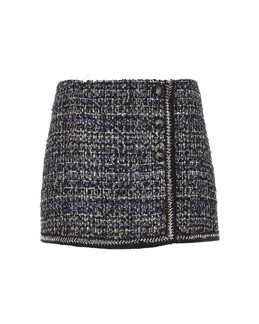 Etro Black Wool-Blend Tweed Mini Skirt