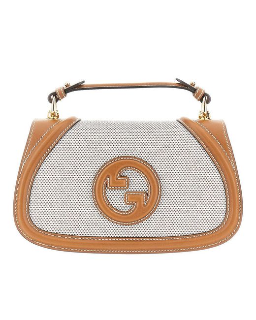 Gucci White Leather And Canvas Medium Blondie' Bag