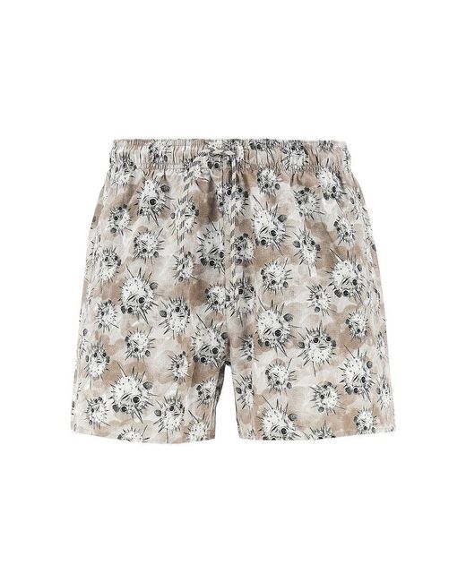 Emporio Armani Gray Sea Animals Print Swimshorts for men