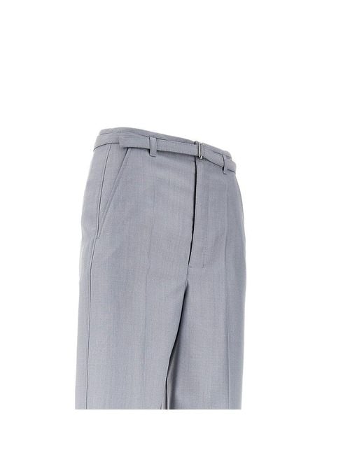 Lemaire Gray Wool-Blend Pants With Belt