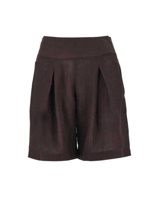 Emporio Armani Gray Viscose And Linen Shorts