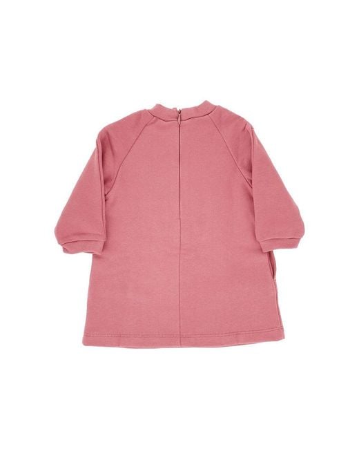 Marni Pink Cotton Mini Dress With Logo Print Kids