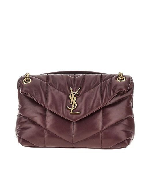 Saint Laurent Purple Leather Small 'Loulou Puffer' Bag