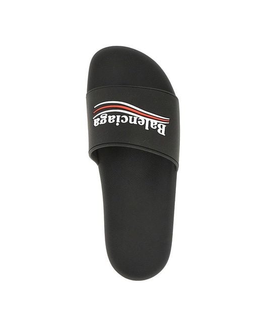 Balenciaga Black 'Political Campaign' Rubber Slides for men