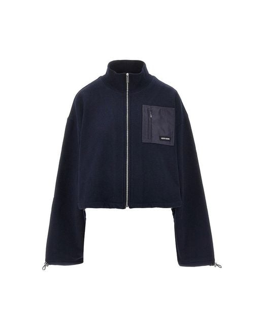Miu Miu Blue Cotton Cropped Sweatshirt