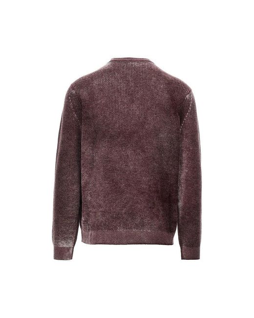 Emporio Armani Purple Knitted Sweater With Faded Effect for men