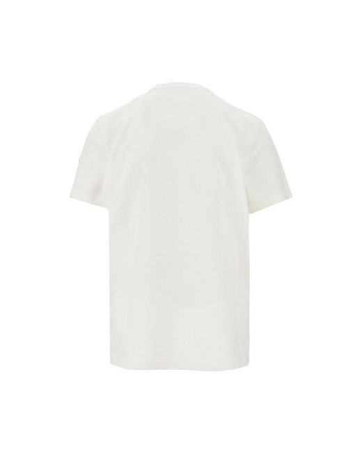 T-Shirt Con Logo Tricolore Uomo di Moncler in White da Uomo