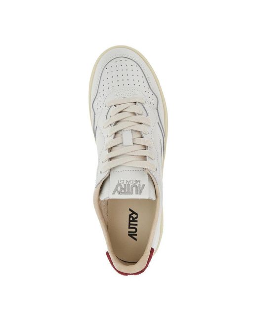 Autry White Medalist Low Leather Sneakers for men