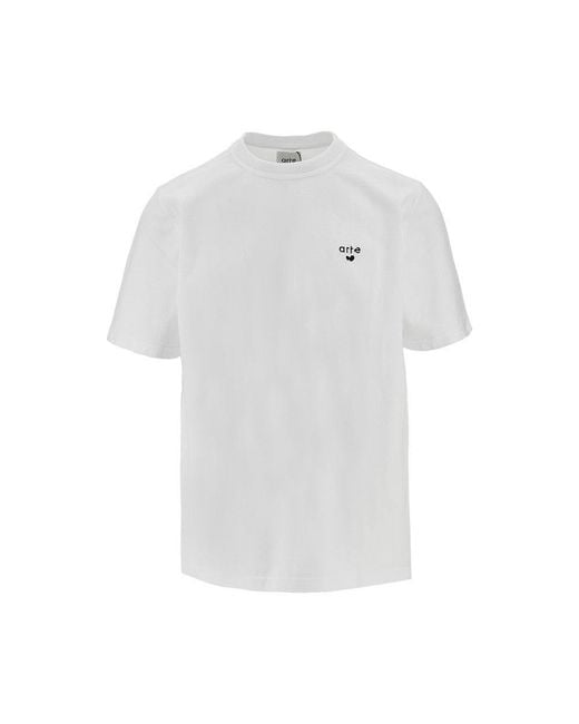 Arte' White 'Heart Logo' Embroidery T-Shirt for men