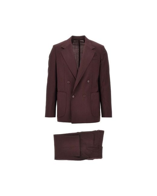 MARSĒM Purple Light Wool Double-Breasted Tailored Suit for men