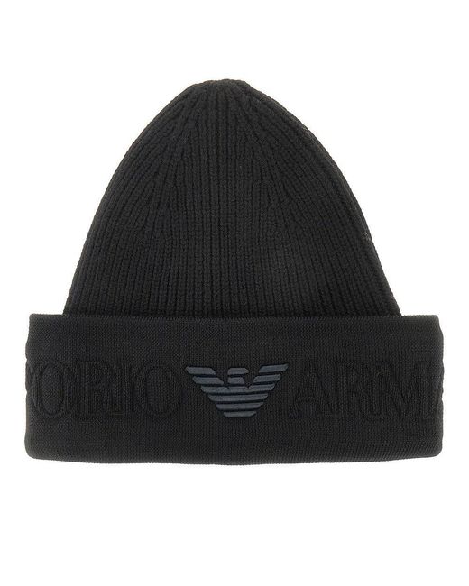 Beanie di Emporio Armani in Black da Uomo