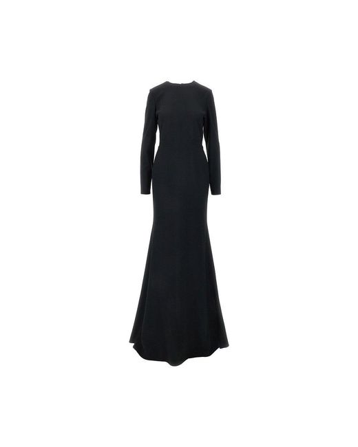 Gucci Black Crepe Open-Back Long Dress