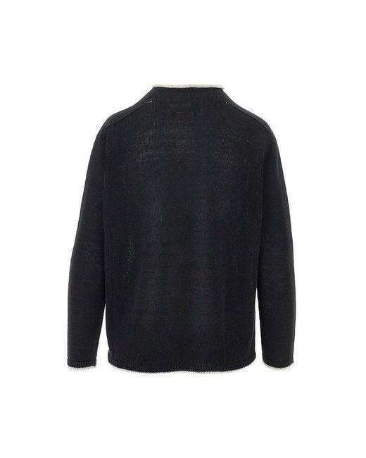 Max Mara Black Logo Intarsia Linen Sweater