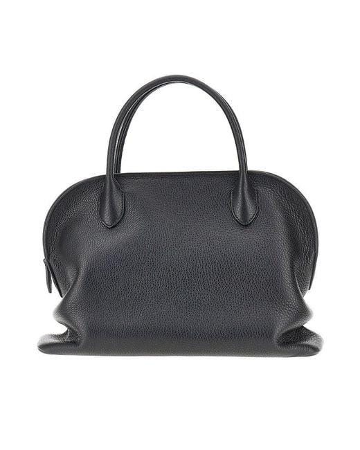 The Row Black 'Agnes 12' Grained Leather Bag