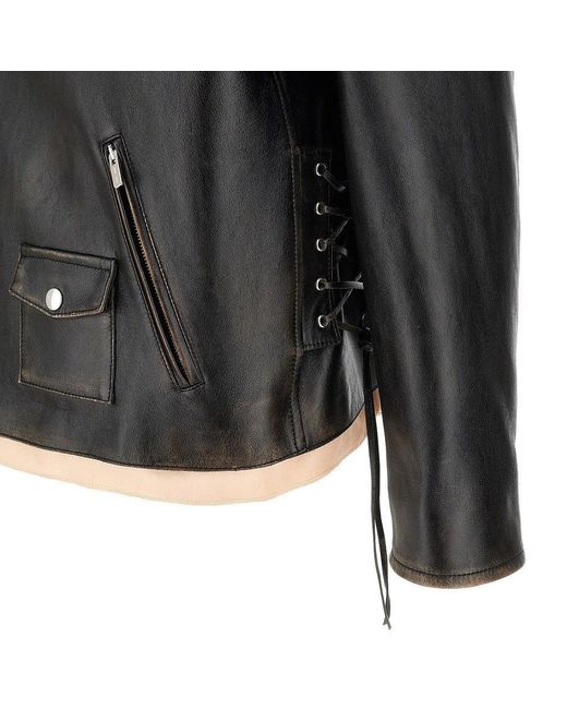 Miu Miu Black Nappa Leather Oversized Jacket