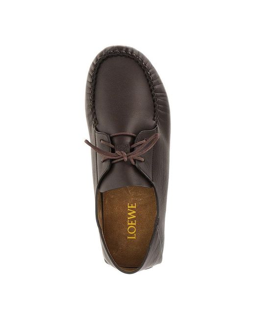 Loewe Brown 'Rambla' Leather Boat Shoes for men