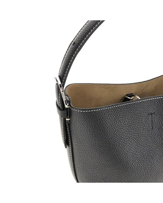 Totême  Black Grained Leather Small Belted Tote Bag