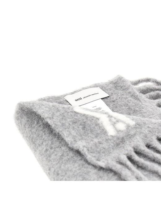 AMI Gray De Coeur' Alpaca-Blend Scarf
