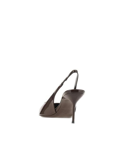 Paris Texas Brown 'Lidia' Patent-Leather Slingback Pumps