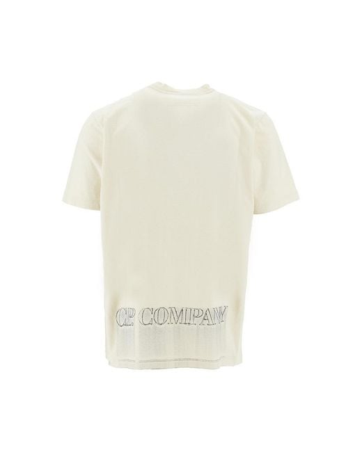 C P Company Natural Logo Embroidery T-Shirt for men