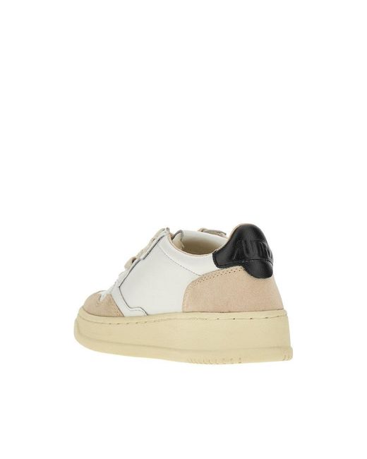 Autry Natural Suede And Leather Medalist Low Sneakers