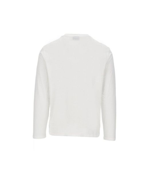 Emporio Armani White Lyocell And Cotton Blend T-Shirt With Logo for men