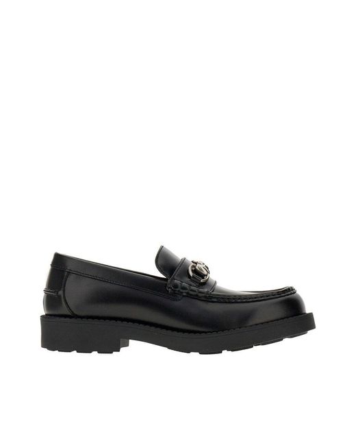 Gucci Black Leather Loafers With Horsebit Detail for men