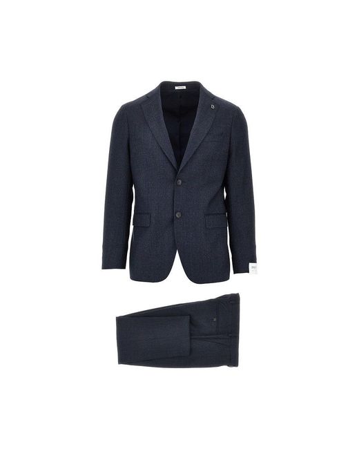 BRERAS Milano Blue Single-Breasted Wool Tailored Suit for men