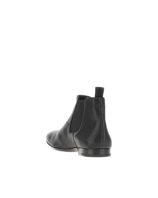 Prada Black Leather Chelsea Boots for men